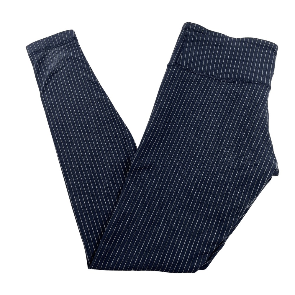 Lululemon Wunder Under Tight Size 8 Full Length 30" Dk Blue Pin Stripe Yoga Pant